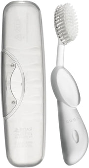 Toothbrush Big Brush with Replaceable Brush Head BPA Free ADA Accepted - Right Hand - Marble Brush with Clear Case - black / black