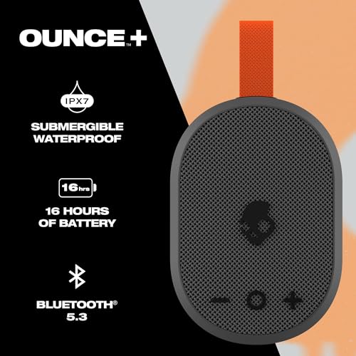 Skullcandy Ounce+ Wireless Bluetooth Speaker - IPX7 Waterproof Mini Portable Speaker with 16 Hour Battery, True Wireless Stereo, and Ballistic Nylon Carry Strap
