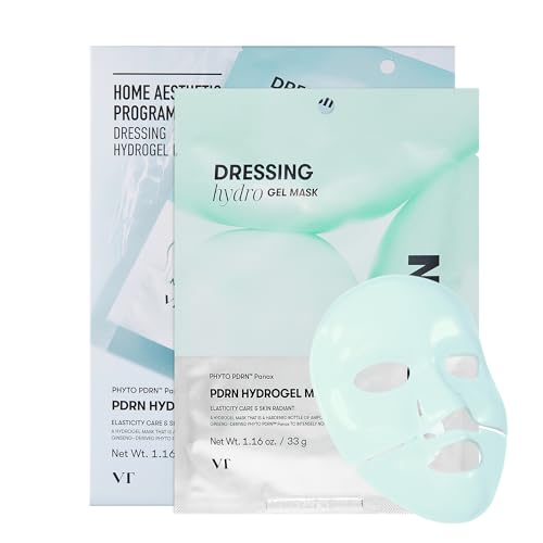 VT COSMETICS PDRN Hydrogel Mask(33gx4ea) | Intensive Nourishing, Rejuvenating Face Mask, Skin Repair & Elasticity Boost, Overnight Melting Mask, Improves Radiant, Korean Facial Mask