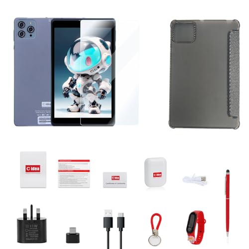 C idea 8 inch Tablet, Android 12.0 Tablet with SIM Card Slot Wifi/5G LTE 8GB RAM,512GB ROM Storage Dual 5MP Camera HD IPS Display, CM818(Gray)