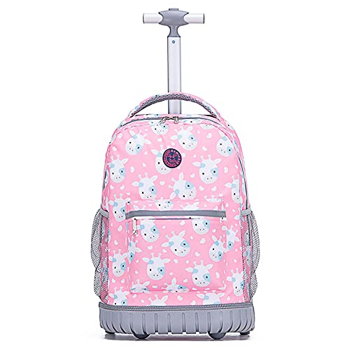 School Bags for Girls Trolley, Kids Rolling Backpack, Trolley School Bag for Girls, 2 in 1 Multipurpose Backpacks with Wheels 18inch Waterproof Wheeled Travel Back Pack, Carry On Luggage Bag (Pink)