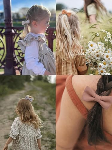 Lonimia Baby Toddler Girls Hair Ties with Linen Bows,No Damage Elastic Nylon Hair Bands Ponytail Holders,Small Hair Accessories Gifts for Girls Kids Children Thick Thin Hair-20 pcs