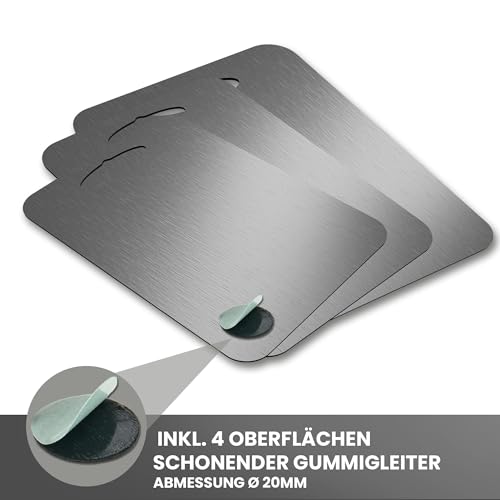 BEHE Stainless Steel Chopping Board, Made in Germany, Hygienic Chopping Board, Cutting Board, Non-Slip for the Kitchen, Food-Safe, Antibacterial and BPA Free (Set of 1 without Handle)