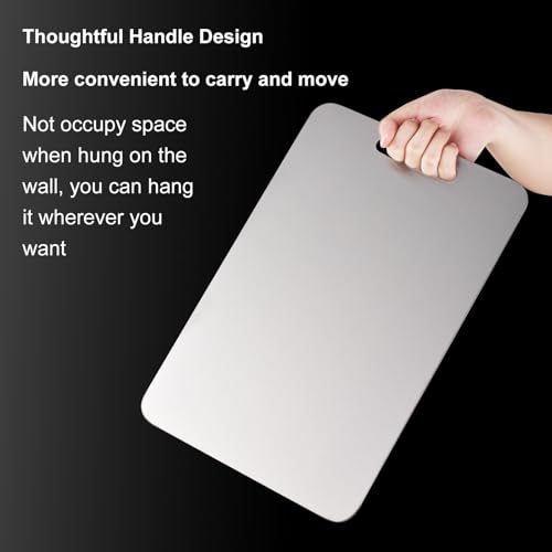 SOUUXIU Set of 2 Stainless Steel Cutting Boards with Handle Non-Stick Cutting Board for Meat, Fruit, Vegetables Non-Slip Cutting Boards for The Kitchen