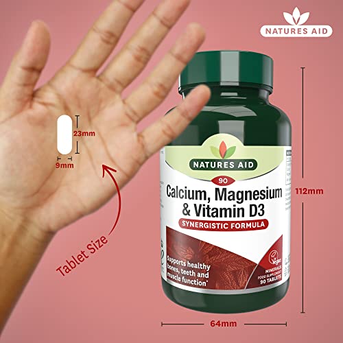 Natures Aid Calcium, Magnesium and Vitamin D3 | 60 Tablets | For the Maintenance of Normal Bones, Teeth, and Muscle Function | Suitable for Vegetarians and Vegans