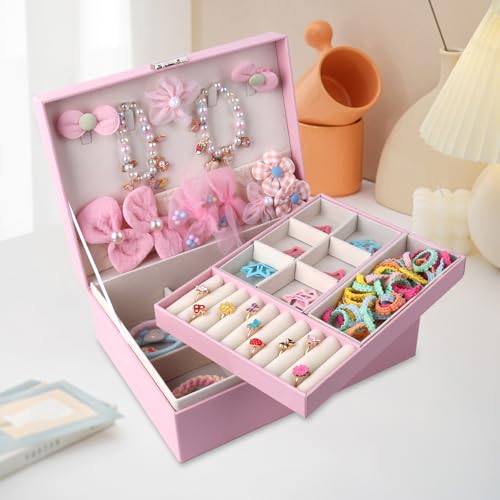 Hair Accessories for Girls, Hair Clips Hair Ties Barrettes Jewelry Boxs for Little Girl Birthday Gifts Teen Girl Gifts