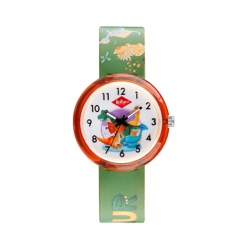 Lee Cooper Kids PC21S Movement Watch, Analog Display and Silicone Strap - LC.K.4.777, Green