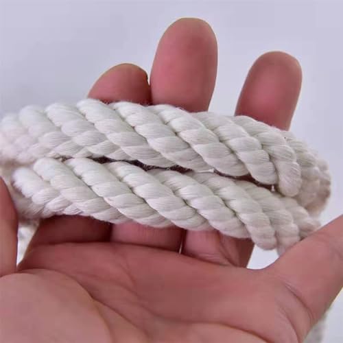 Khazna Clothesline, 15M Long Cotton Clothesline Rope Laundry Line Rope Craft Drying Rope Adjustable for Camping Travel & Home Use DIY Rope as Candle Replacement Wick Laundry Line Dryer Rope (White)