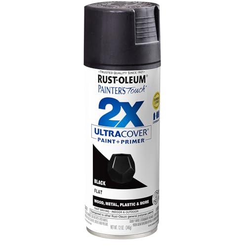 Rust-OlEUm 249127 Painter'S Touch 2X Ultra Cover Spray Paint, 12 Oz, Flat Black
