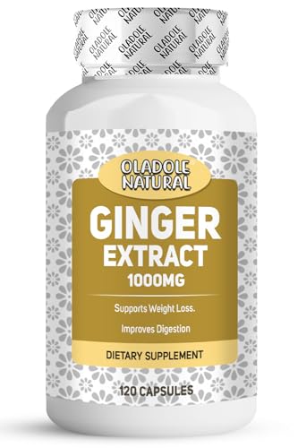 Oladole Natural Ginger Extract- 1000mg (120 Capsules) | Digestive Aid, Immune Booster, Maintain joint Health & Comfort, Supports Metabolic Function, Potent antioxidant & Boost Energy | Non- GMO