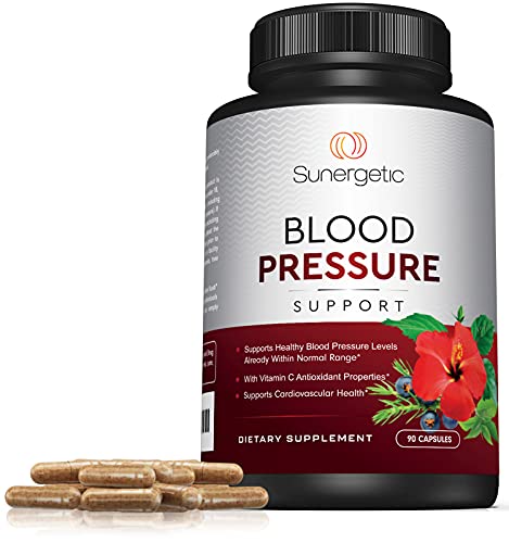Sunergetic Premium Blood Pressure Support Supplement with Garlic, Hawthorn & Hibiscus - 90 Capsules