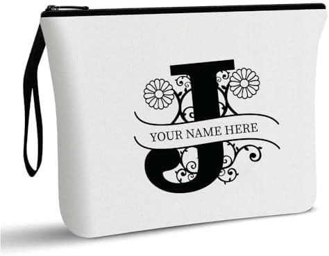 PRINTSHOP4ME Personalized Makeup Bag - Initial Monogram Cosmetic Pouch - Customizable Your Name - Monogrammed Makeup Pouch - Perfect for Travel Organizer - Cosmetic Bag for Women (N)