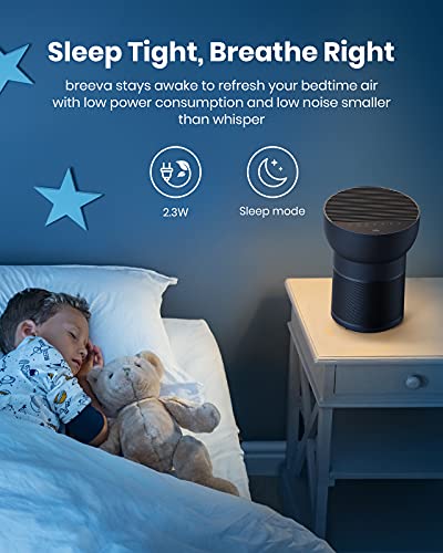 TCL Breeva A2 Smart Air Purifier with 4-Stage Clean, True HEPA (H13), Removes 99.97% of Dust/Bacteria/Odors & More, Quiet, Black, Breeva A2BK
