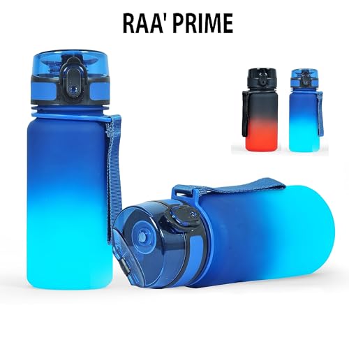 RAA' PRIME Water Bottle for Adults and Kids - USA Tritan Material, Fast Flow, Non-Toxic BPA Free, Flip Top Leak Proof Lid w/One Click Open. 350m (Blue/Green)