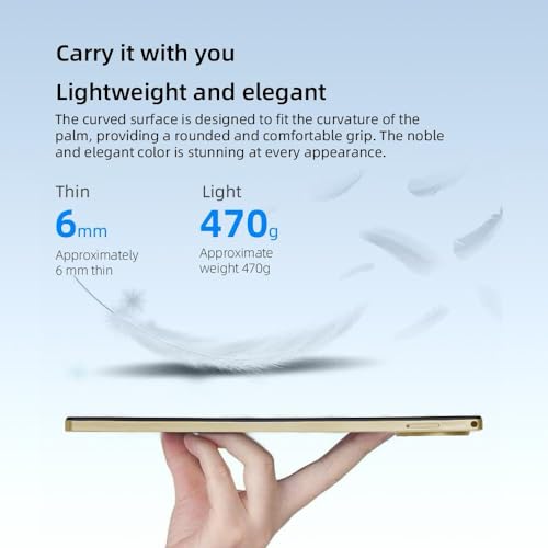 X-Prime 10.1" HD AMOLED Display Android 13 Slim Smart Tablet PC, Dual SIM, 5G Network, Wifi Tablet, 8GB RAM 256GB ROM, Dual Camera, Google Meet and Zoom Supported (Gold)