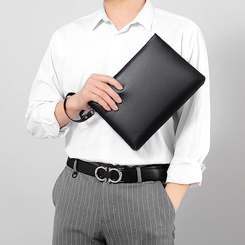 FSD.WG Mens Clutch Bag Handbag Leather Zipper Large Wallet Clutch Purse with Money