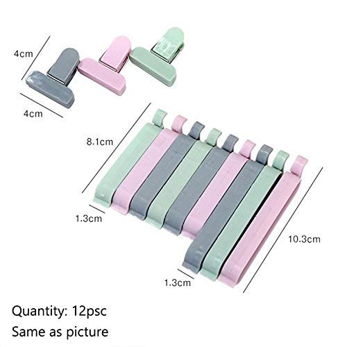 Snack Sealing Clip Plastic Bag Holder (Pack of 12, Mixed Color)