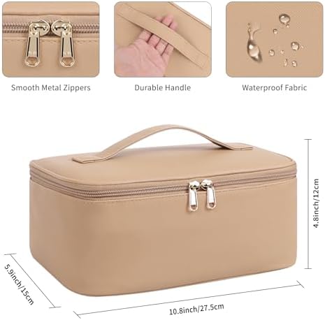 OCHEAL Makeup Bag, Portable Cosmetic Bag, Large Capacity Travel Makeup Case Organizer, Black Makeup Bags For Women Toiletry Bag for Girls Traveling With Handle and Divider
