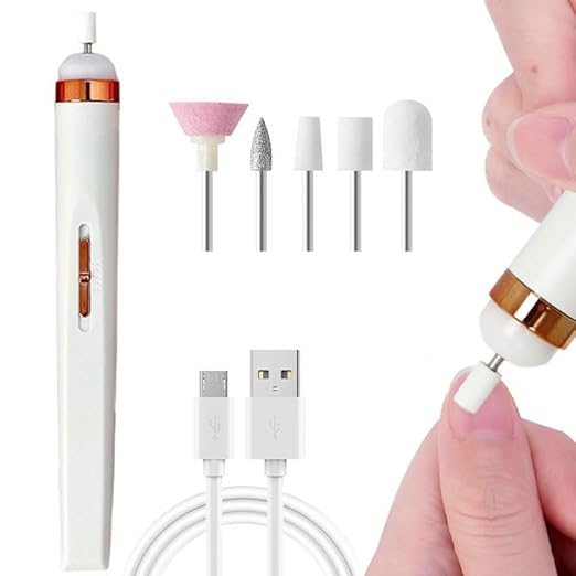 Professional Electric Nail Drill Machine, Portable Mini Manicure Pedicure Nail Drill File Tool, USB 5-in-1 Polishing Kit, for Acrylic Gel Dip Powder Nails, for Calluses Polishing, for Home and Salon