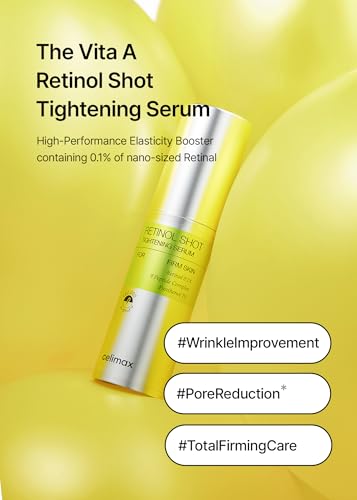 celimax The Vita A Retinol Shot Tightening Serum | with Pure Vitamin A Retinol, Peptide, Pore Minimizer, Wrinkles & Fine Lines, Firmer Skin, 30ml
