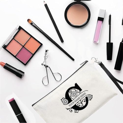 PRINTSHOP4ME Personalized Makeup Bag - Initial Monogram Cosmetic Pouch - Customizable Your Name - Monogrammed Makeup Pouch - Perfect for Travel Organizer - Cosmetic Bag for Women (N)