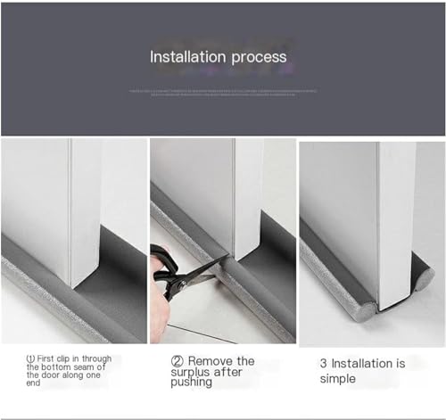 ECVV Twin Door Draft Stopper, Double Side Under Door Bottom Seal Strip Noise Blocker | Door Sweep Draft Blocker for Door | 10 * 95cm | Black