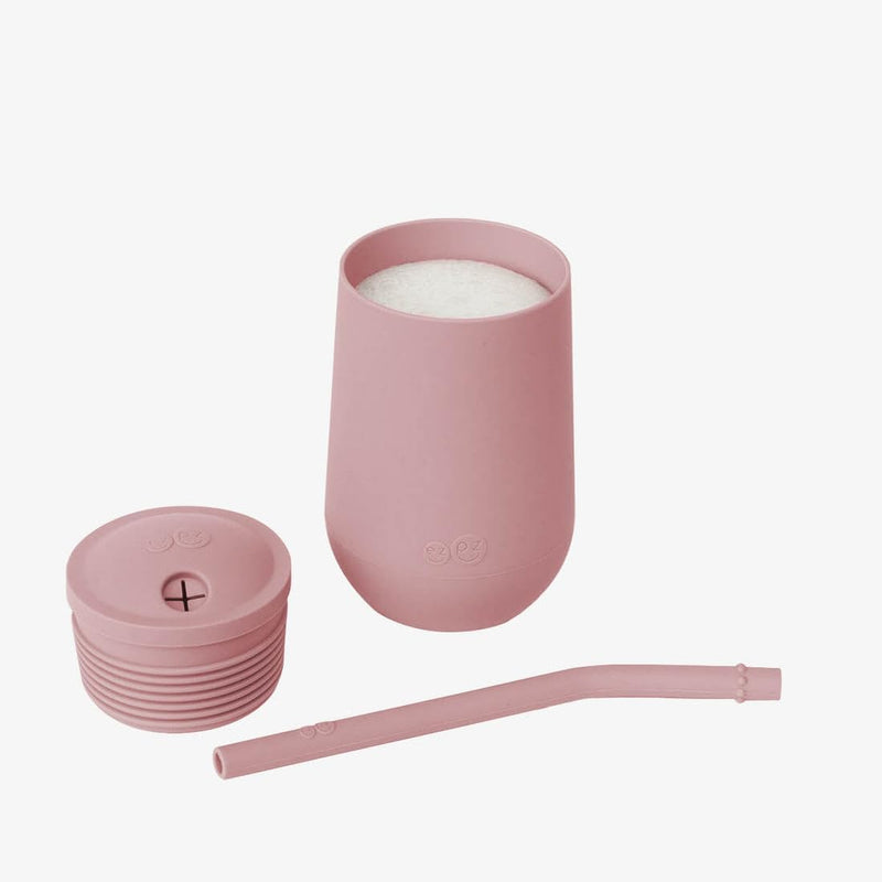 ezpz Mini Cup + Straw Training System - 100% Silicone Training Sippy Cup for Infants + Toddlers - Designed by a Pediatric Feeding Specialist (Blush)