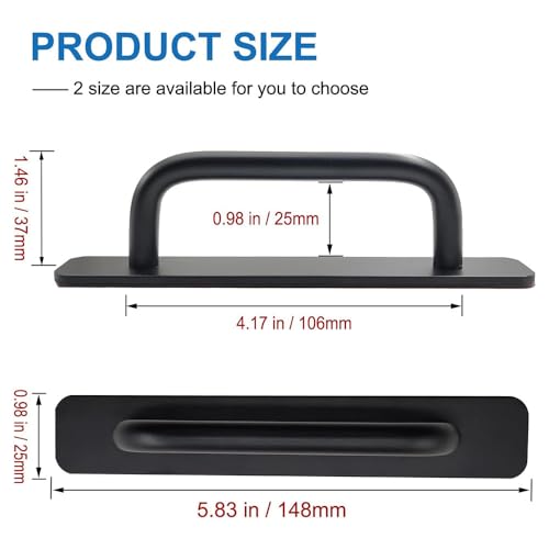 JZS Cabinet Drawer Handles Pulls of Self-Stick Instant,Aluminum Alloy Push Pull Handles Helper with Adhesive Door Handle for Kitchen, Window Sliding Closet,148mm,2PCS,Black