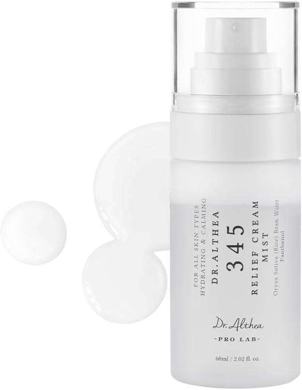 Dr.Althea 345 Relief Cream Mist Hydrating Facial Mist with Rice Extract Soothing Care for Sensitive Skin Vegan Korean Skincare (60ml) - 60ml