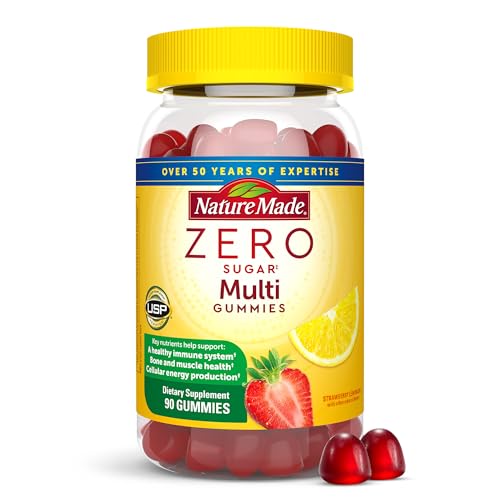Nature Made Zero Sugar Multivitamin Gummies, Daily Nutritional Support Vitamin Supplements, 90 Sugar Free Gummies, 45 Day Supply