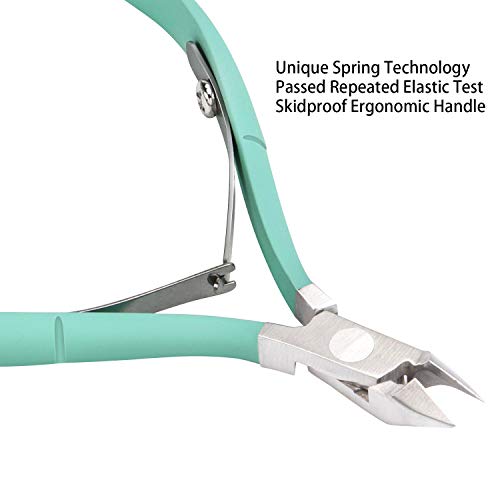 Ejiubas Cuticle Nipper with Cuticle Pusher - Ejiubas Green Cuticle Trimmer Stainless Steel Cuticle Clipper Cutter Nail Cuticle Remover Tools for Fingernails and Toenails