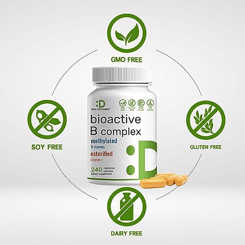 Bioactive Vitamin B Complex | 240 Veggie Capsules - Methylated B Vitamins & Esterified Vitamin C, High Potency & Easy Absorption â€“ Immune, Energy, & Metabolism Supplement â€“ Non-GMO, Vegan