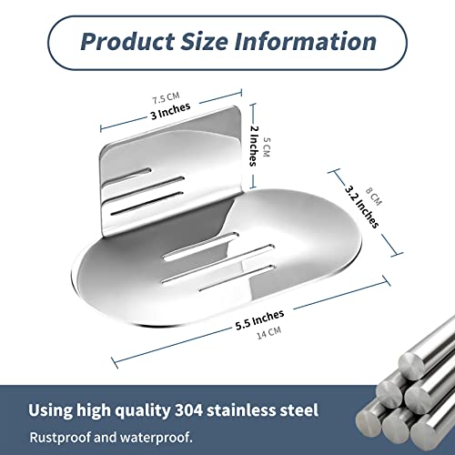 Rise age Soap Holders for Shower, Chrome Adhesive Soap Dishes for Shower Stainless Steel Bar Soap Holder for Shower No Drilled Soap Holder for Shower Wall, Bathroom, Kitchen Sink (Silver Chrome 2 Pcs)