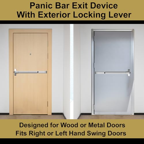Dynasty Hardware Push Bar Panic Exit Device Aluminium, With Exterior Lever