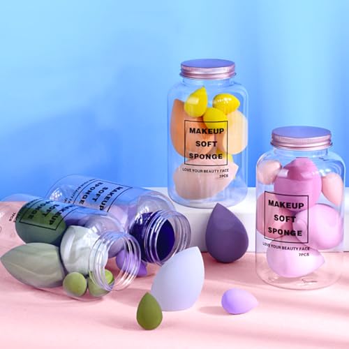 7 PCS Beauty Blender Makeup Sponge Set, Big and Mini Blender Sponges for Liquid, Creams and Powders, Foundation Blending Sponge Cosmetic Puff, Latex Free Wet and Dry Make up Sponge Pack of 7 (Pink)