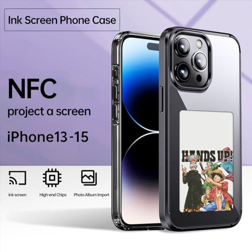 Arsey Smart Screen Projection Phone Case, DIY Images, NFC Transmission, 3.7 inch Ink Screen Display, Anti-Slip, Anti-Shock, Black (Fit for iphone 13 pro max)