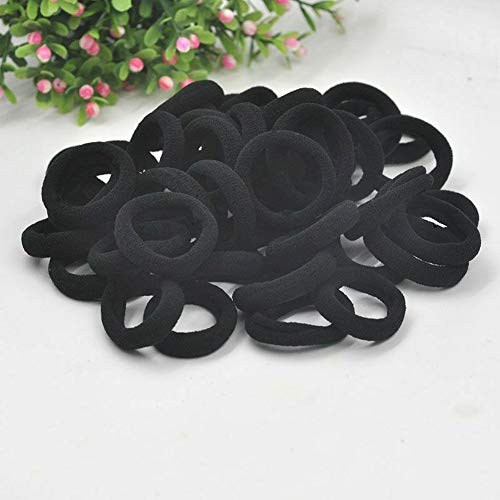 Citihomy Black Hair Ties No Crease,100pcs Elastic Seamless Rubber Hair Bands Not Damage for Toddlers Girls Kids Thick Hair Ponytail Holders Headband Scrunchies Hair Accessories (100PCS)