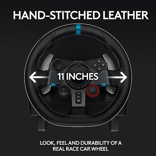 Logitech G29 Driving Force Racing Wheel and Floor Pedals, Real Force Feedback, Stainless Steel Paddle Shifters, Leather Steering Wheel Cover for PS5 Pro, PS5, PS4, PC, Mac - Black - UAE Version