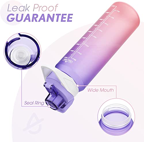 S2C Motivational Water Bottle 1l Water Bottle for Kids School Water Bottles With Straw Leak Proof Water Bottle With Time Marker For Sport, School, Gym, Office (GRADIENT PURPLE)