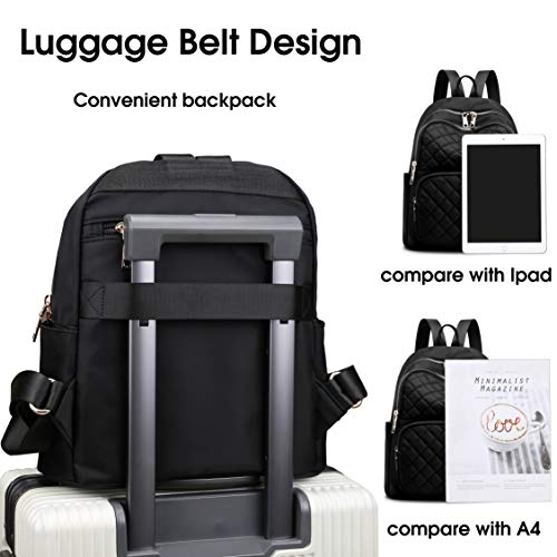 Backpack for Women, Nylon Travel Backpack Purse Black Small School Bag for Girls
