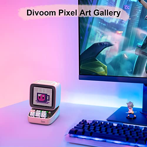 DIVOOM ACDIVDITPNK Divoom Ditoo Pixel Art Portable Bluetooth Speaker with App Controlled 16X16 LED Front Panel Pink - Pink (Pack of1)