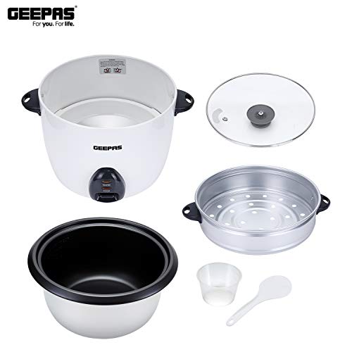 Geepas 1.5L Rice Cooker/Steamer with Non-Stick Cooking Pot | 500W | Automatic Cooking, Steam Vent Lid & Simple One Touch Operation |Make Rice, Steam Healthy Food & Vegetables | 2 Year Warranty