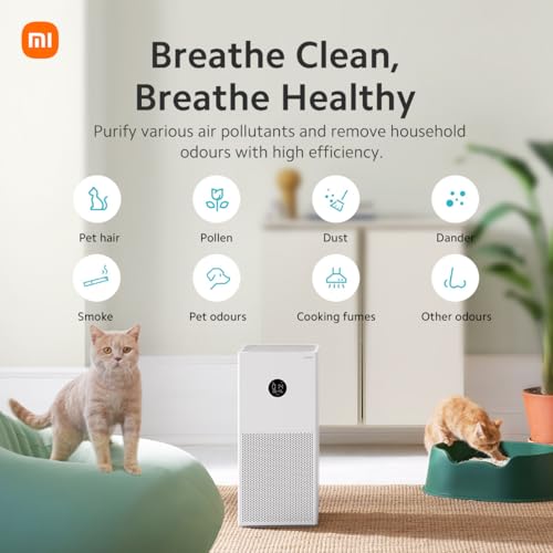 Xiaomi Smart Air Purifier 4 Lite App/Voice Control,Suitable For Large Room Smart Air Cleaner Global Version, 360 M3/H Pm Cadr, Oled Touch Screen Display - Mi Home App Works With Alexa - White
