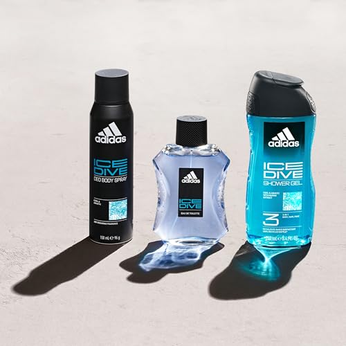 Adidas Ice Dive Fragrance set including the Adidas Ice Dive Eau de Toilette and Deodorant Body Spray (100 ml + 150 ml)