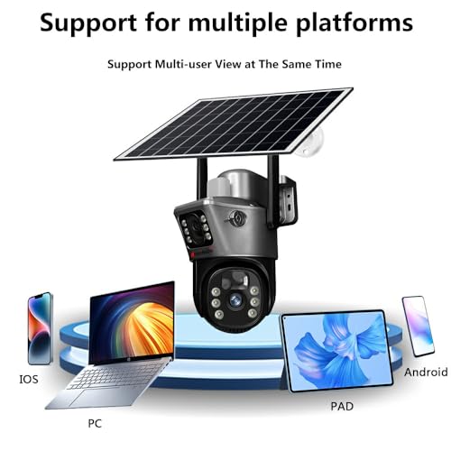 Solar Security Camera with PTZ, WiFi Outdoor Camera with LED Lights, Solar Panel Powered, 1080P