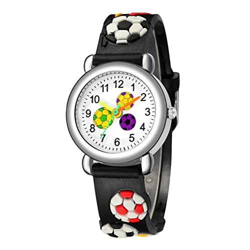Ywhalep 2 Packs Kids Watches for Boys 3D Football Cute Cartoon Silicone Children Toddler Wrist Watch Waterproof Time Teaching Easy to Read Watch