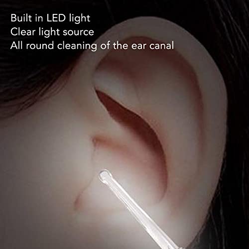 Zudoo Electric Ear Suction Device, Portable Automatic Electric Vacuum Ear Pick Ear Cleaner Earwax Remover with LED Light for Earwax Removal, Soft Prevent Ear-Pick Clean Tools Set (White)