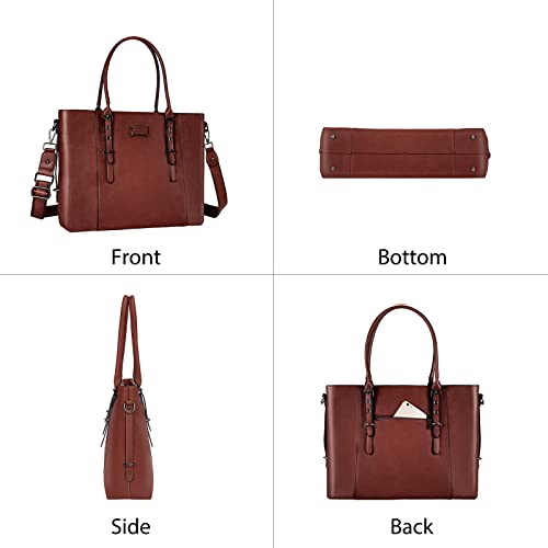 MOSISO PU Leather Laptop Tote Bag for Women