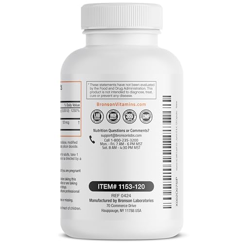 Bronson Vitamin K2 (MK7) with D3 Extra Strength Supplement Bone and Heart Health Non-GMO Formula 10,000 IU Vitamin D3 & 120 mcg Vitamin K2 MK-7 Easy to Swallow Vitamin D & K, 120 Capsules
