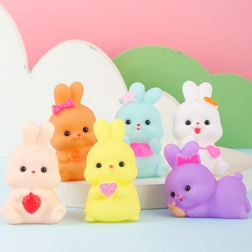 NALACAL Charming Bunny Bathtub Toy, Rabbit Floating Toy, Baby Bath Toys, Cute Floating Toy, 6 Pcs Novelty Bath Tub Toys with Sound Baby Shower Float Bunny Bathtub Toy for Girls and Boys Toddler